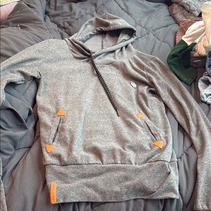 Gray Hoodie with Orange Accents